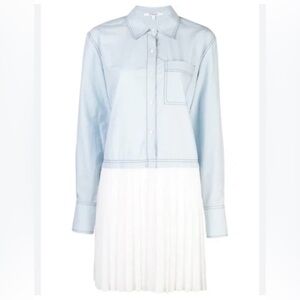 10 Crosby Derek Lam Crosby Pleated
Hem Shirt Dress In Blue Size00